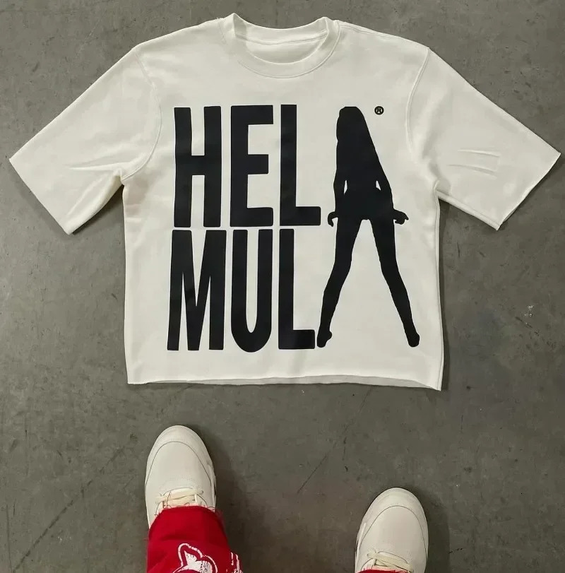 Mens streetwear trend oversized Tshirt with European and American cartoon print Y2K style loose fit suitable for short sleeved 250409