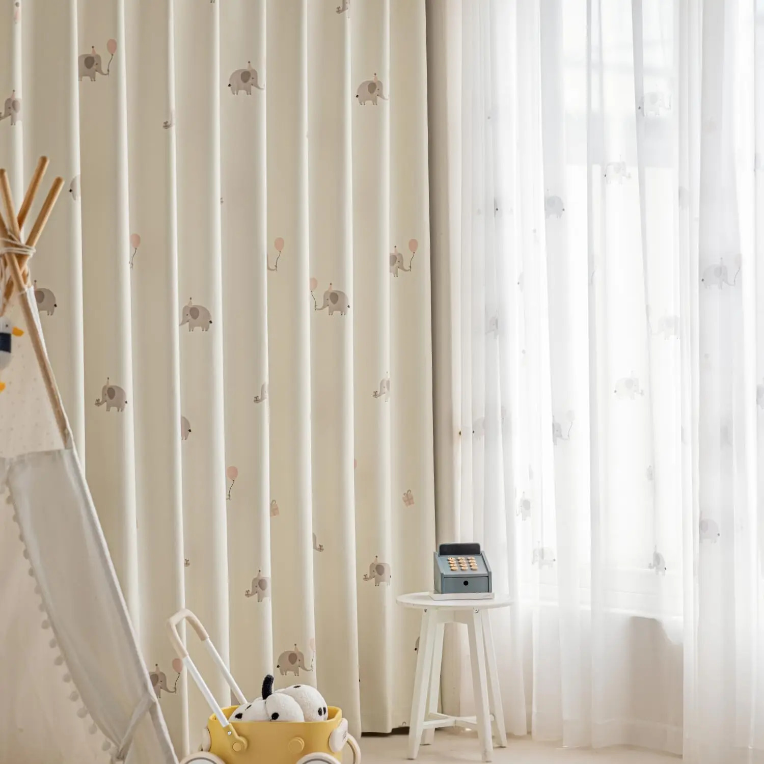 Cartoon elephant printing childrens room daycare animal patterns empty gauze curtains bedroom living room decoration 250409