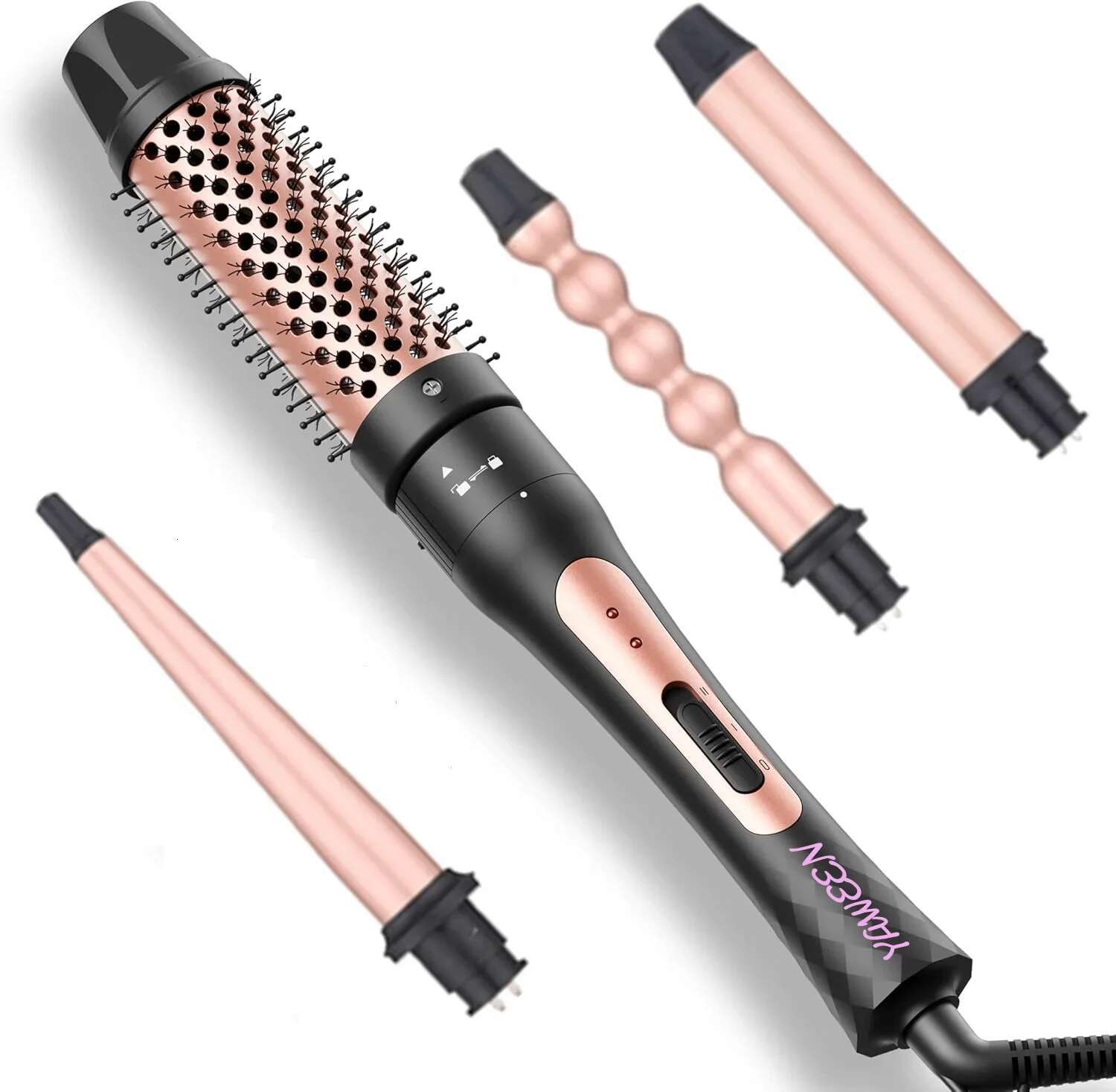 4 In 1 Curg Equipped With Electric Brushes Hot Air Comb Fast Heating Up Crimper Wand Curler Salon Curly Hair Iron