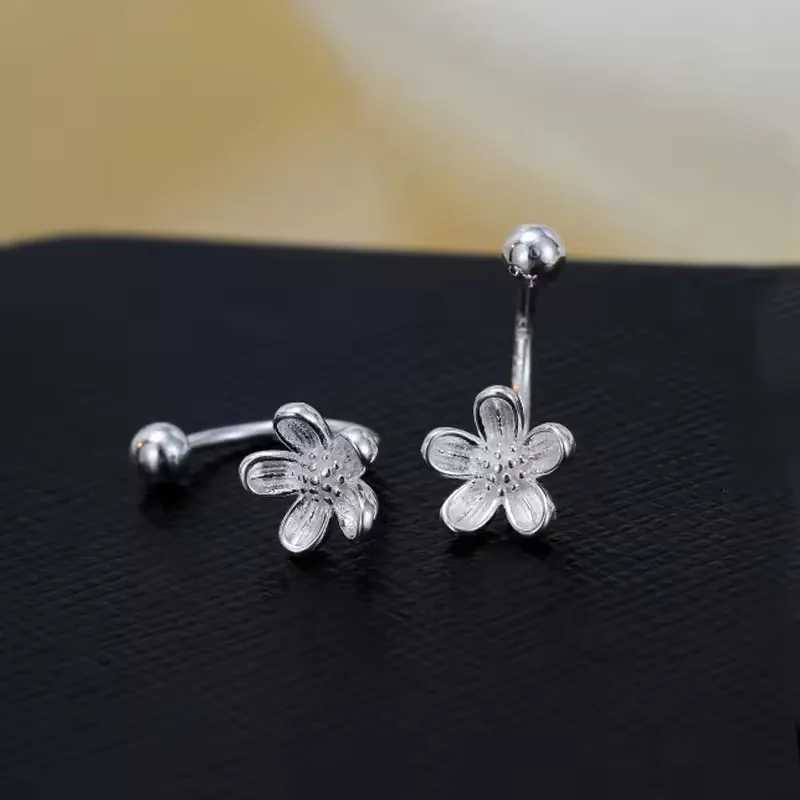 Sam Panda 925 Sterling Silver Flower Screw Puncture Stud Earrings for Women Fine Jewelry Light Luxury Minimalist Accessories Z250408