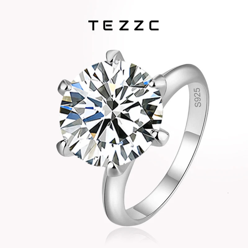 Tezzc 1ct 2ct 3ct 5ct womens engagement ring 925 sterling silver diamond ring wholesale jewelry 250325