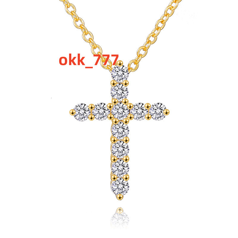 S925 Silver Moissanite Pendant Necklace European American Cross Border Cross Design Factory Outlet Simple Jewelry
