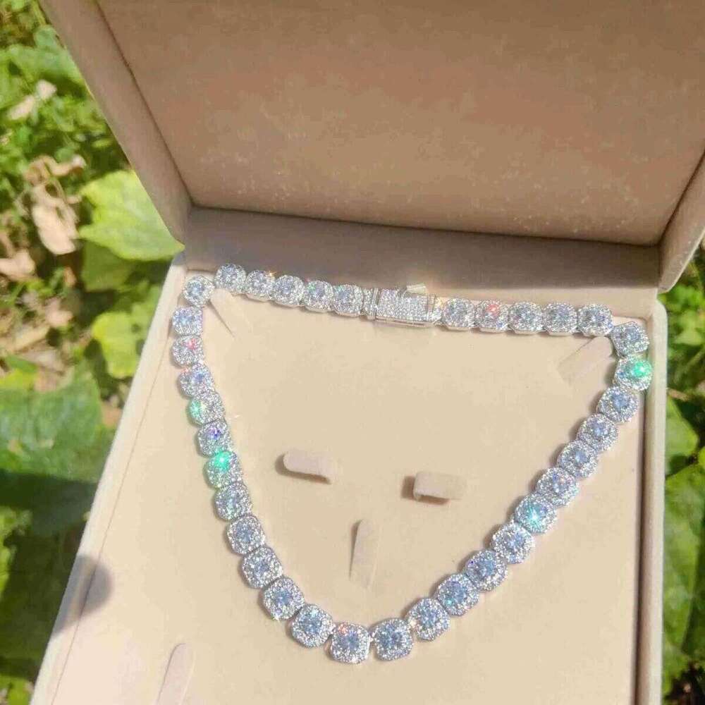 necklace moissanite chain 10mm Width Bg Big Dia Chain Sterg Sier Vvs Moissanite Hip Hop Jewelry Iced Out Cuban k