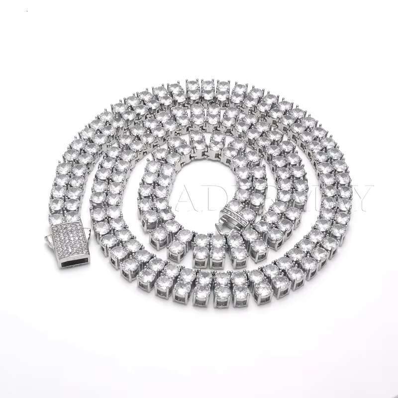 Fashion hip-hop jewelry tennis necklace S pure sier 3mm wide vvs ice crystal silica chain