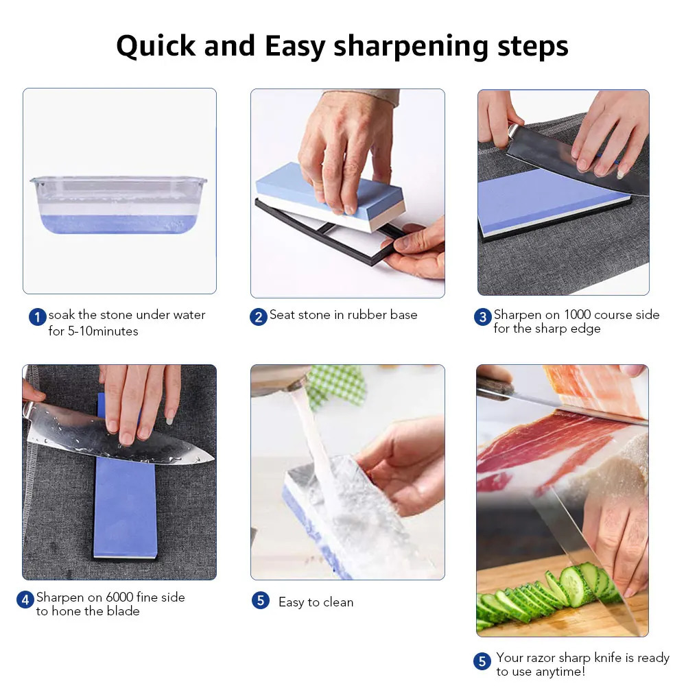 Sharpening Stone Knife Sharpener Professional Whetstone Dual Side Set Grinding Shapner Water Wetstone Kitchen Accessories Tools 250402