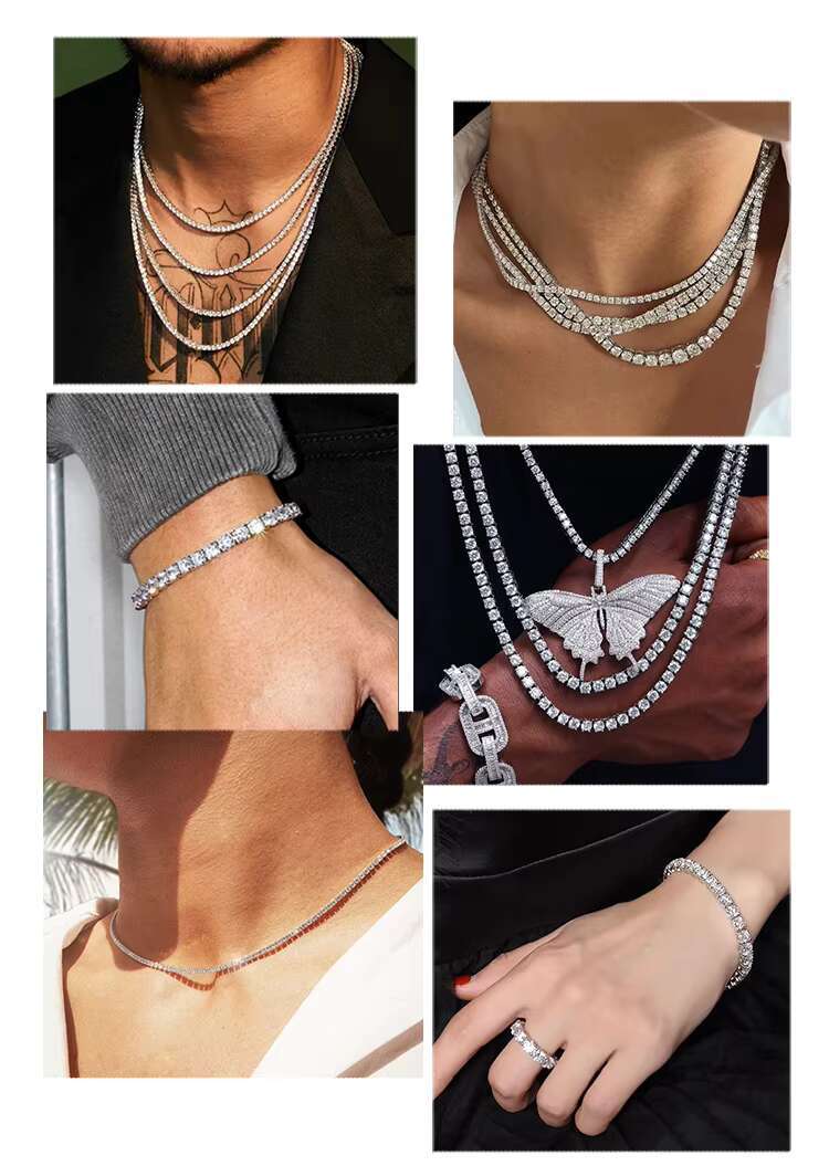 Ready to Ship Gold Plated Silver D Color VVS Moissanite Diamond Tennis Chain Bracelet With GRA Certificate