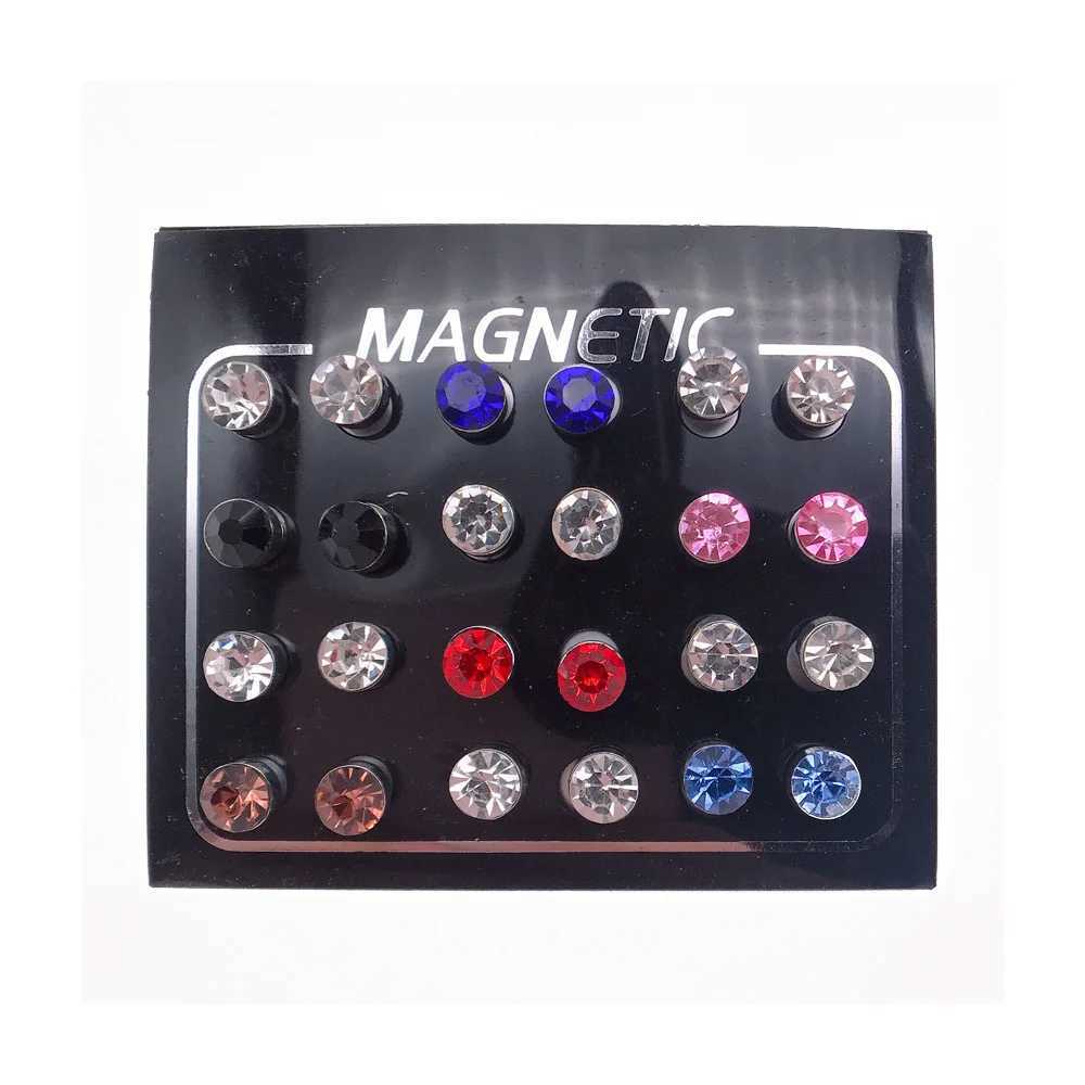 24Pcs/Set Crystal Rhinestone Magnet Earring Puck Women Mens Magnetic Fake No Piercing Clip Earring Jewelry Making Accessories Z250408