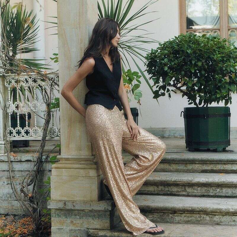 Style Fashion Hot-Selling New Sequin Women's Casual Elegant Commuting Holiday Party Straight-Leg Pants for Women