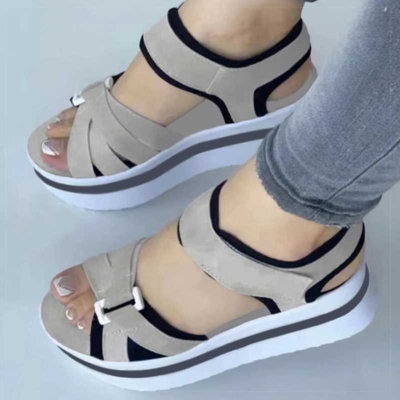 New Arrival Womens mixed color wedge high-heeled sandals summer sandals womens high-heeled sandals platform summer sandals T250409