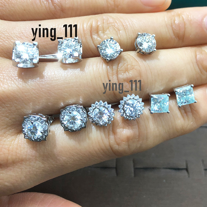Wholesale Stock Moissanite Earring 925 Sterling Silver White VVS Stud Moissanite Diamond Earring Jewelry