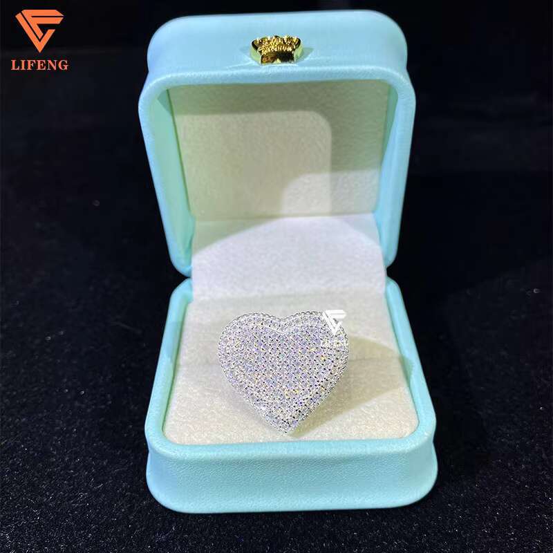 Lifeng Jewelry Custom Two Tone Hiphop Ring Iced Out VVS Moissanite 925 Silver Pass Diamond Tester Rapper Singer Ring
