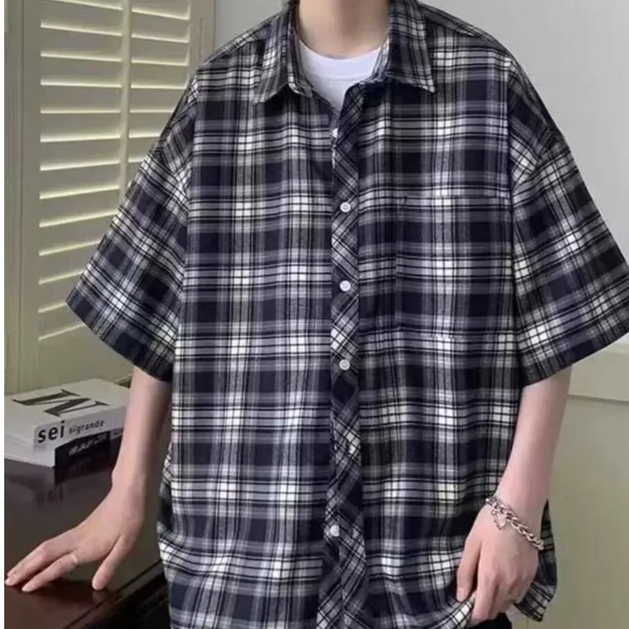 Mens casual plain short sleeved summer Japanese retro loose fit American street fashion jacket 250408