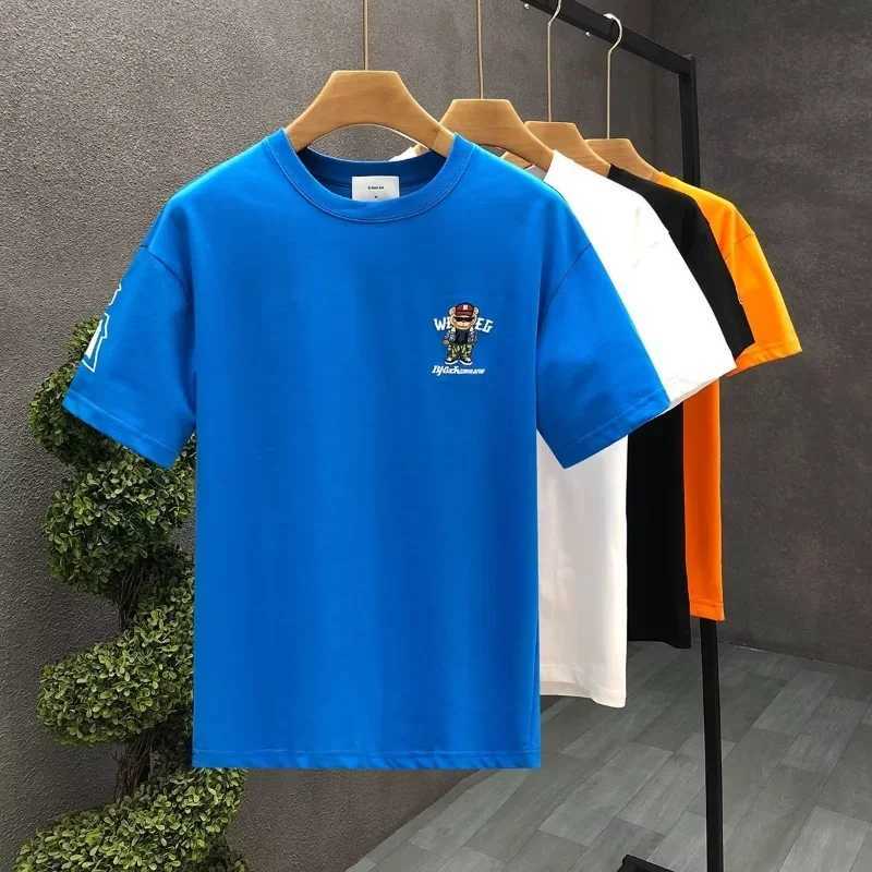 2024 Summer Mens Cotton T-shirt Korean Fashion Harajuku Short Sleeve Top T-shirt Mens Casual Clothing Printed Graphic T-shirtXJ250409
