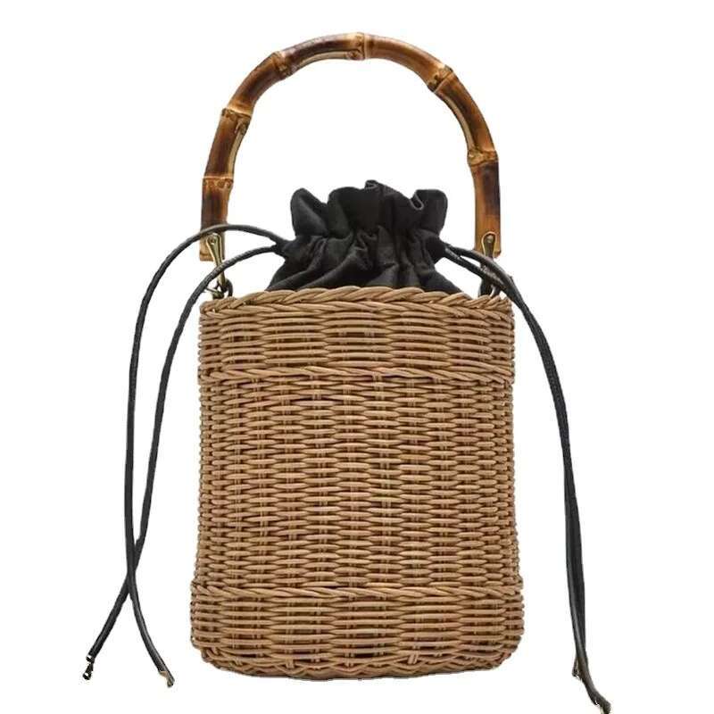 Zanew Rattan Woven Bag Single Shoulder Handbag Crossbody Straw Women's