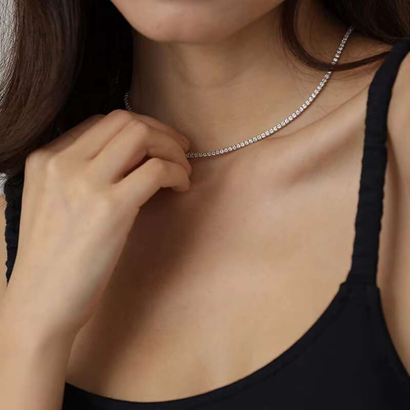 Luxury Pave Tennis CZ 925 Sterling Silver Choker Necklace for Women
