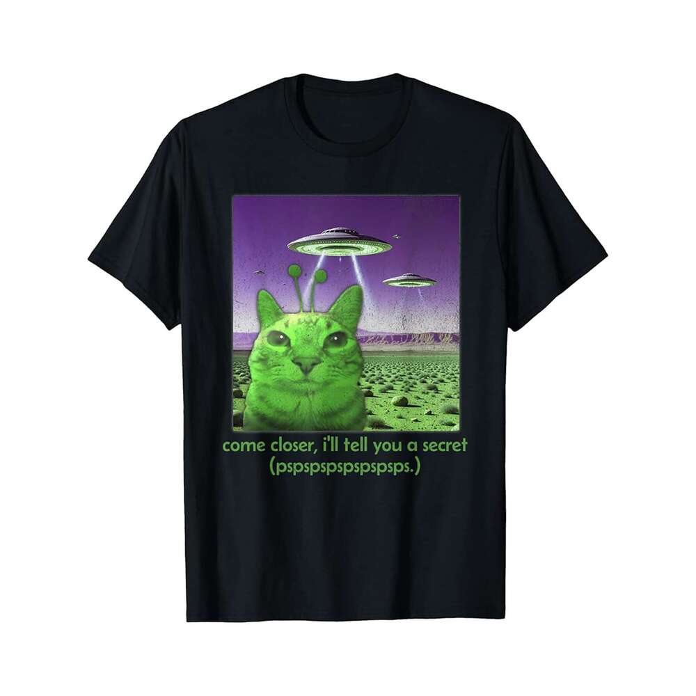 Designer T shirt Funny Alien Cat Meme Graphic - 220g T shits