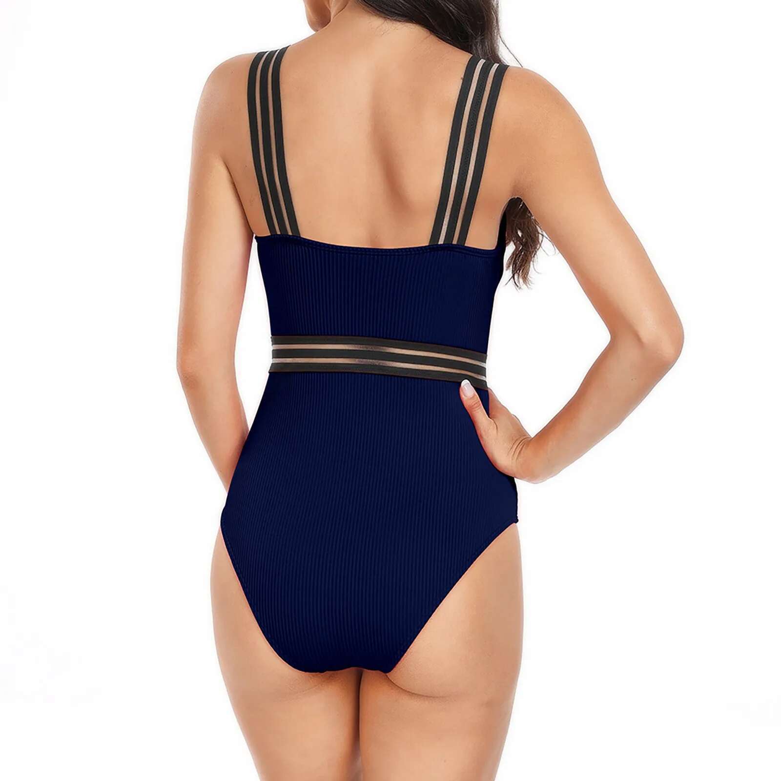 Dongdumaoyi Women One Piece Swimsuit Solid Hollow Swimwear Push Up High Waisted Bathing Suit V Neck Sleeveless Bikini Monokini