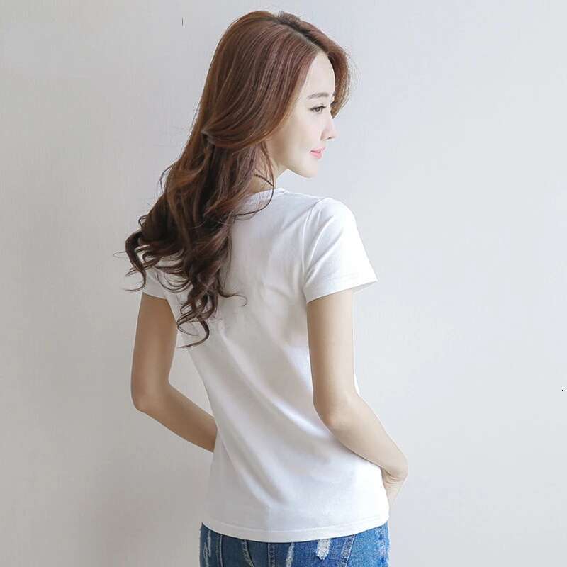 2024 Spring Summer Women Cotton T-shirt Black O-Neck Short Sleeve Female Tee Slim White T-Shirt Casual Solid Lady Tshirt Tops