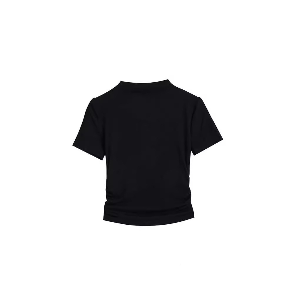 2025S Designer Women S T Shirt Half High Neck Sleeved T Shirt For Women S Summer New Base Shirt With Slim Fitting Short Student Pleated Top Underneath