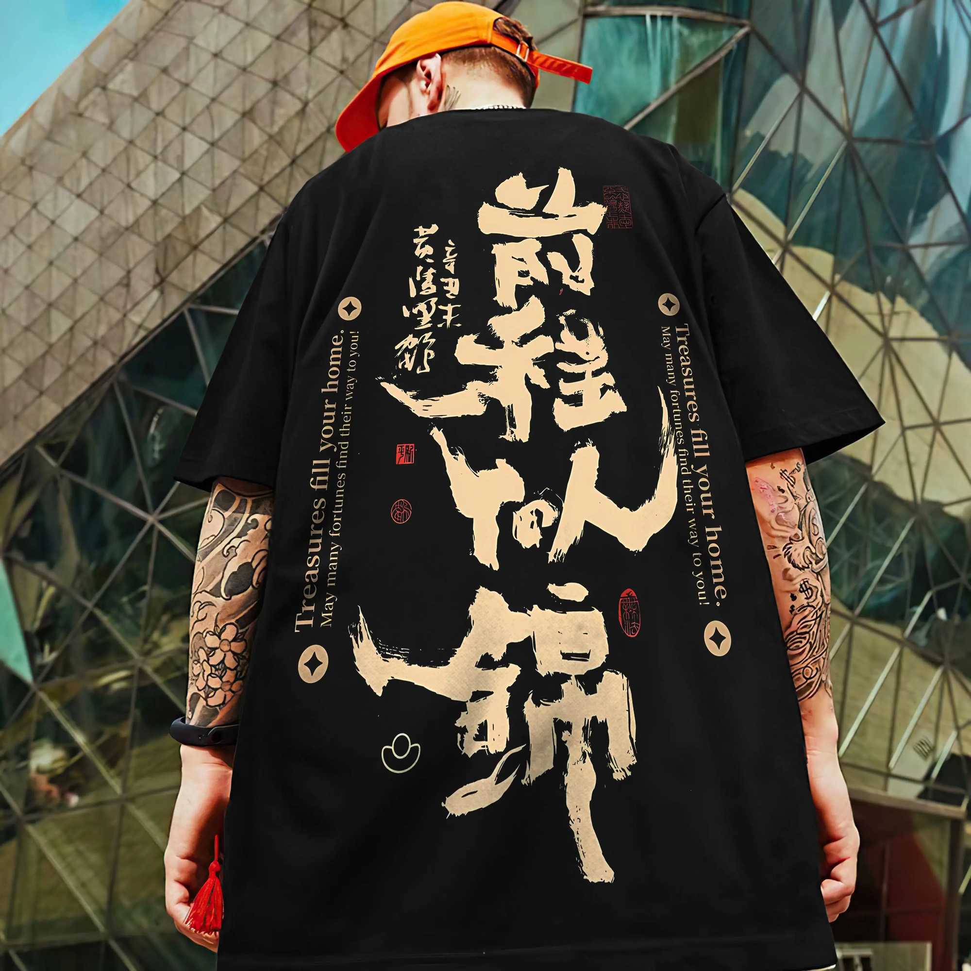 New fashion mens T-shirt 3D blessing text printing short sleeved T-shirt summer oversized casual T-shirt street hip-hop loose topXJ250409