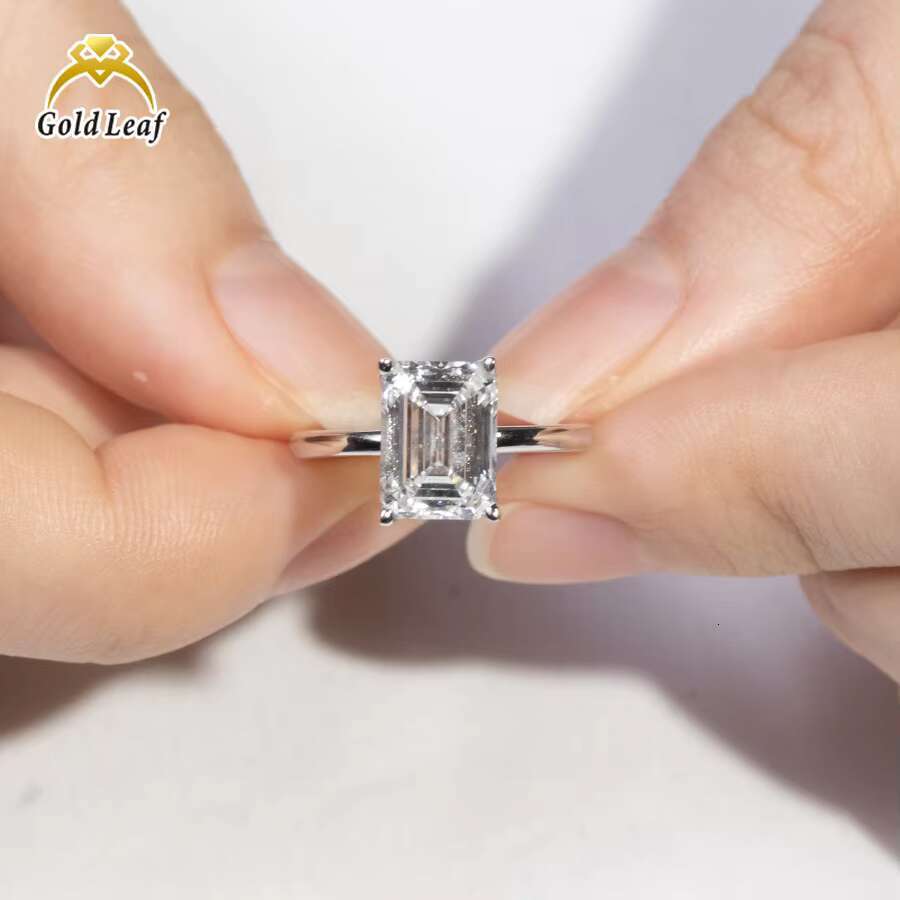 Custom 14K Platinum Gold Luxury Womans 2CT VVS D Emerald Cut Lab Grown Engagement Wedding Ring IGI GIA Certified Diamond Rings
