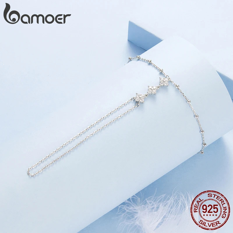 925 Sterling Silver Hand Chains Bracelet for Women Dainty Four-leaf Clover CZ Bracelet and Ring Chain Body Jewelry 250408