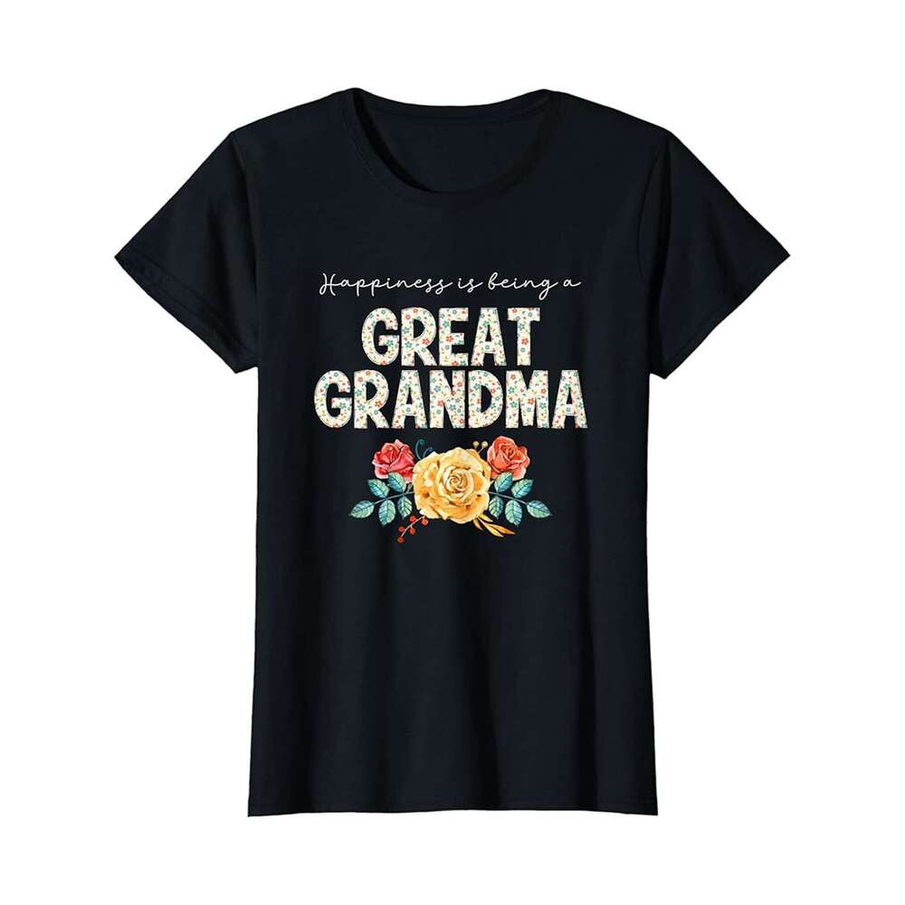 Designer T shirt Happiness Is Being A Great Grandma Floral Flower Grandma - 220g T shits