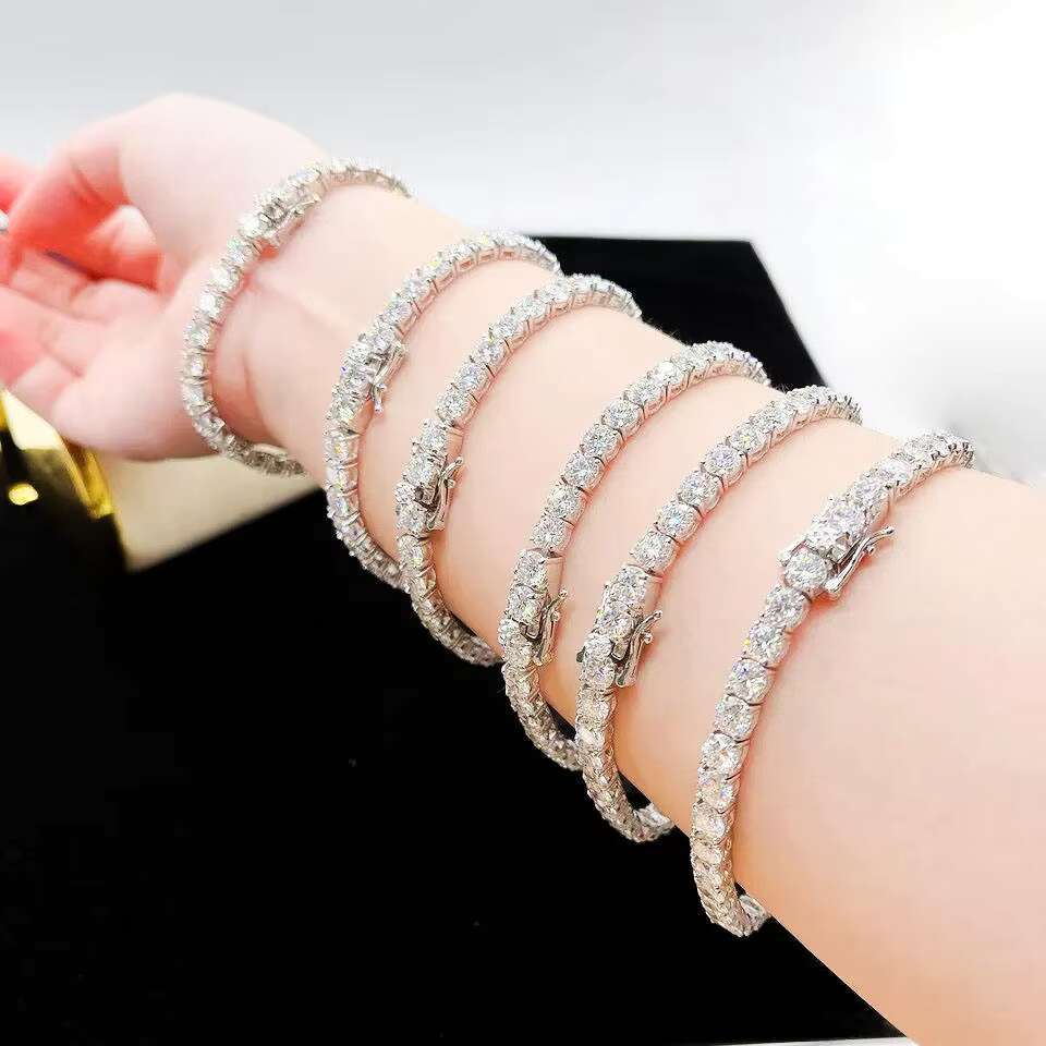 Wholesale Price Hip Hop Fine Jewelry Necklace 3MM 4MM 5MM S925 Sterling Silver D-VVS Diamond Moissanite Tennis Chain Necklace