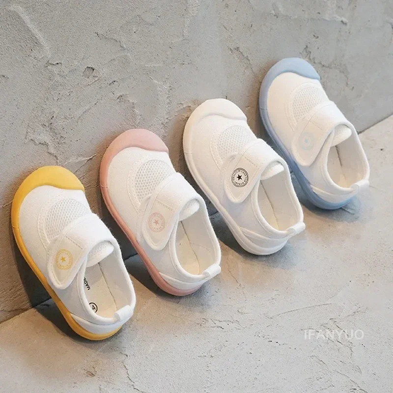 Spring and summer mesh breathable childrens canvas shoes kindergarten baby solid casual shoes soft soled boys shoes 250409