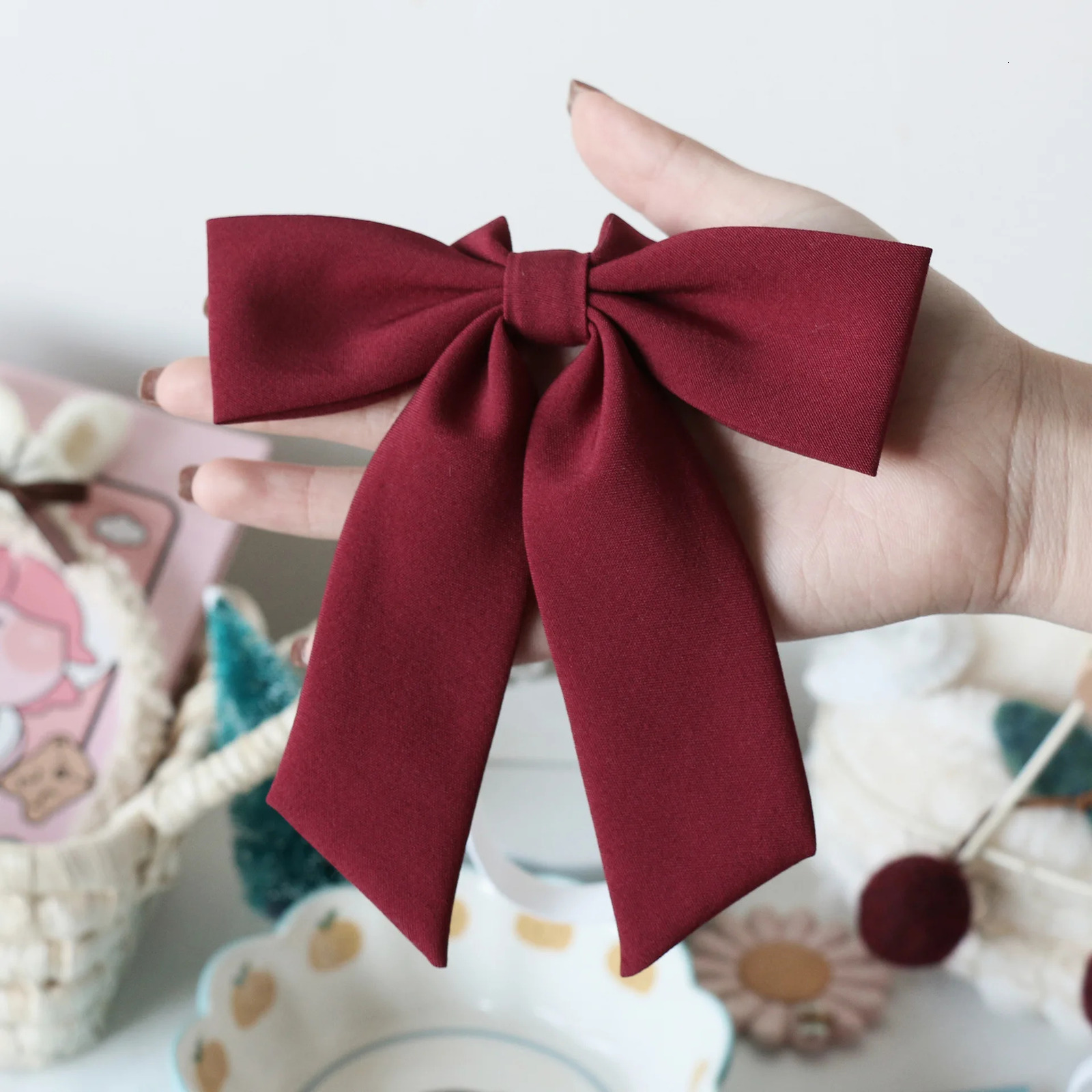 Cute Pink Bow Tie Soft Giant Feather Root Soft Girl Bow Female Umbrella Packaging Material 250407