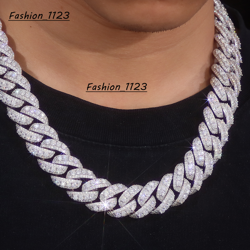 Wholesale Price 18mm VVS Moissanite Cuban Chain Necklace Ready to Ship Sterling Silver Cuban Necklace Gift