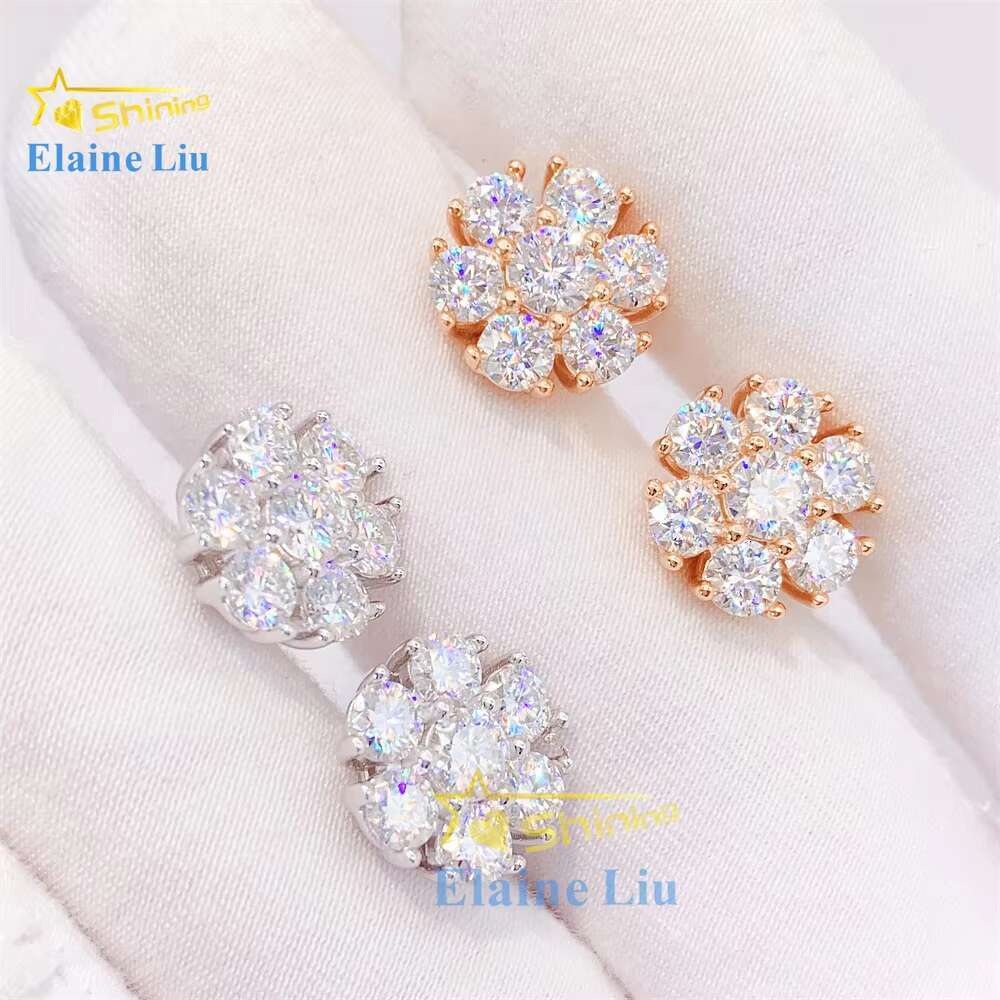 Pass Diamond Tester High Quality 925 Sterling Silver Women Hot Selling Fashion Jewelry Vvs Moissanite Stud Earrings