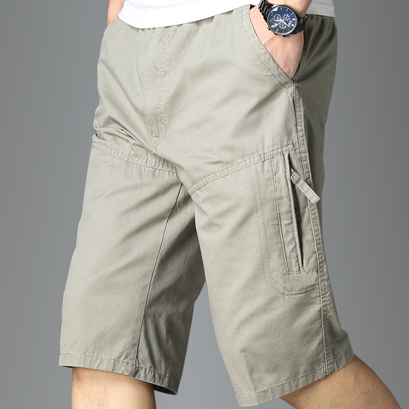 2025 New Designer Men Shorts Mid Aged And Elderly Men's Knee Length Shorts Summer Outerwear Casual Solid Color Multi Pocket Workwear Pants