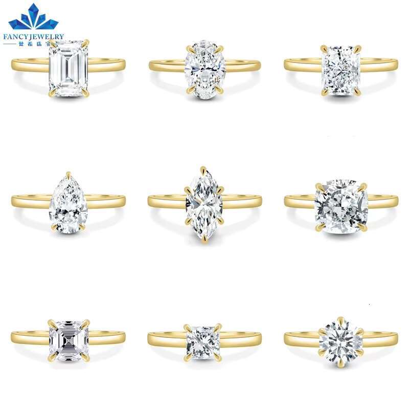 Real Gold 14k Yellow Gold 3CT 7*11mm Oval Ice Crush Cut Moissanite Engagement Ring for Wedding Bridal