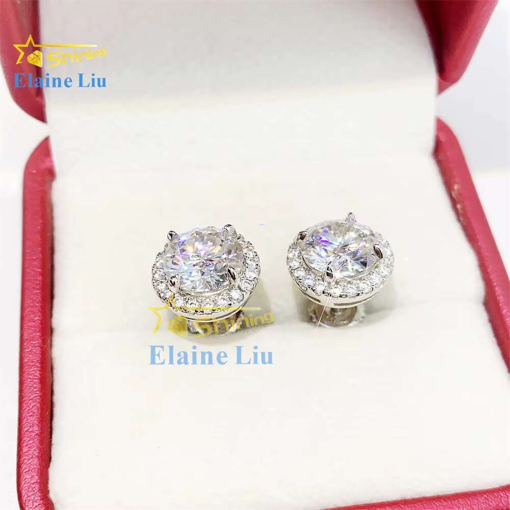 Pass Diamond Tester Hot Selling Custom Sterling Silver Fine Jewelry Diamond Vvs Moissanite Earrings for Women