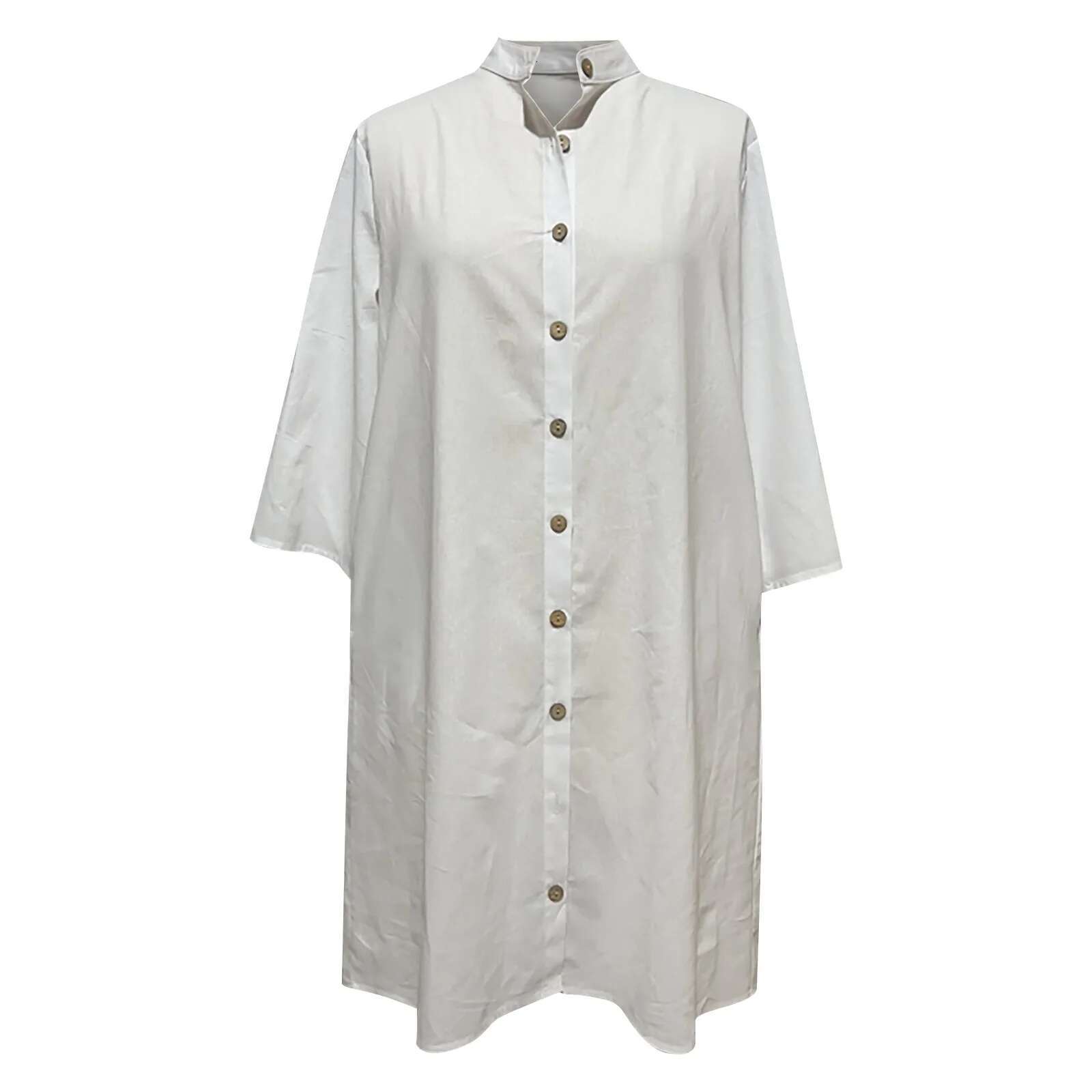 Dongdumaoyi Summer Cotton Linen Shirt Dress Women Button Half Sleeve Casual Mini Dresses Elegant Loose Beach Party Vestidos