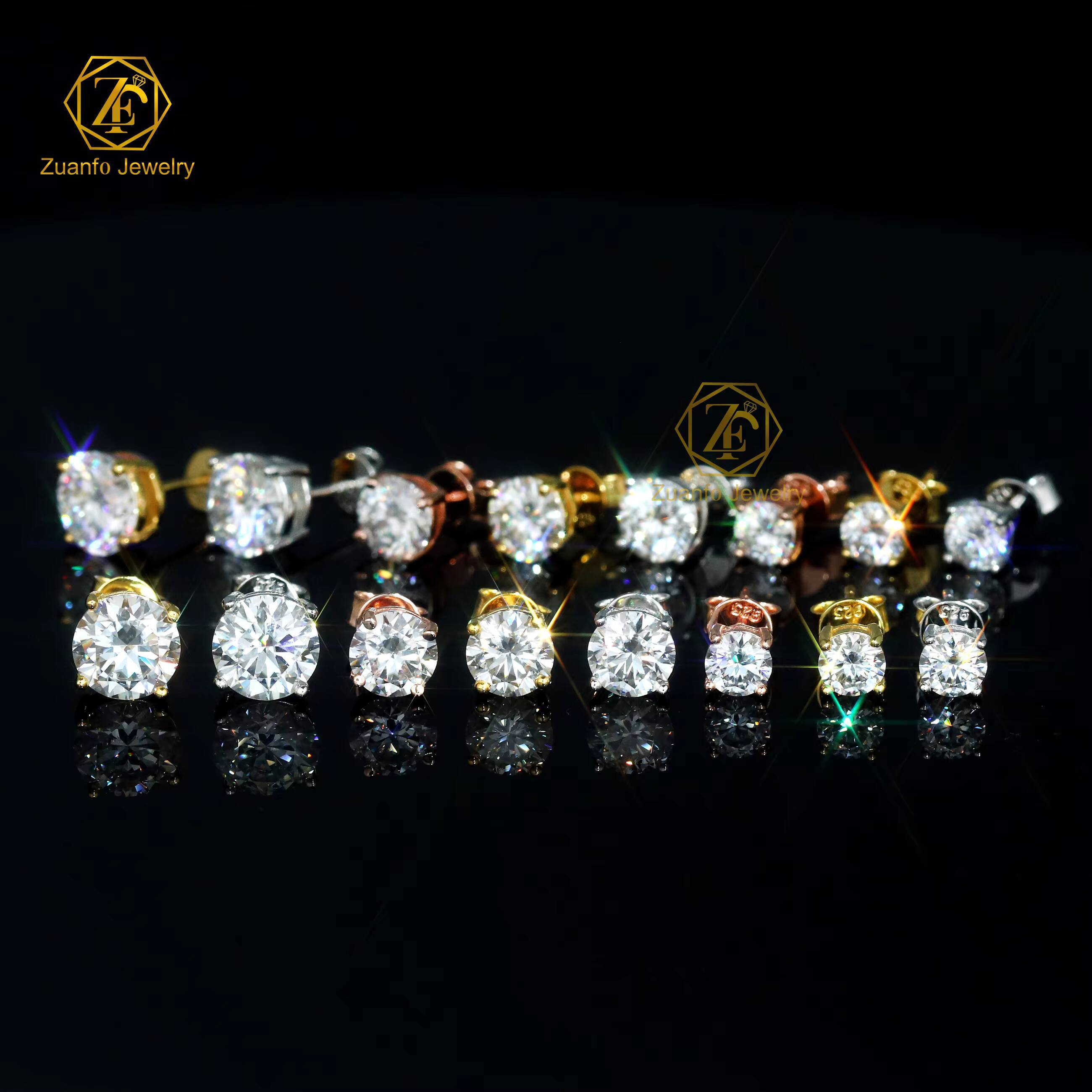 Wholesale Price S925 Silver Stud Earring Classic 4 Claws VVS Moissanite Diamond Screw Back Earrings