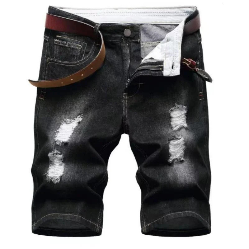 Summer Mens Blue Denim Shorts Italian Style High Quality Elastic Slim Fit Open Cowboy Size 38 250409