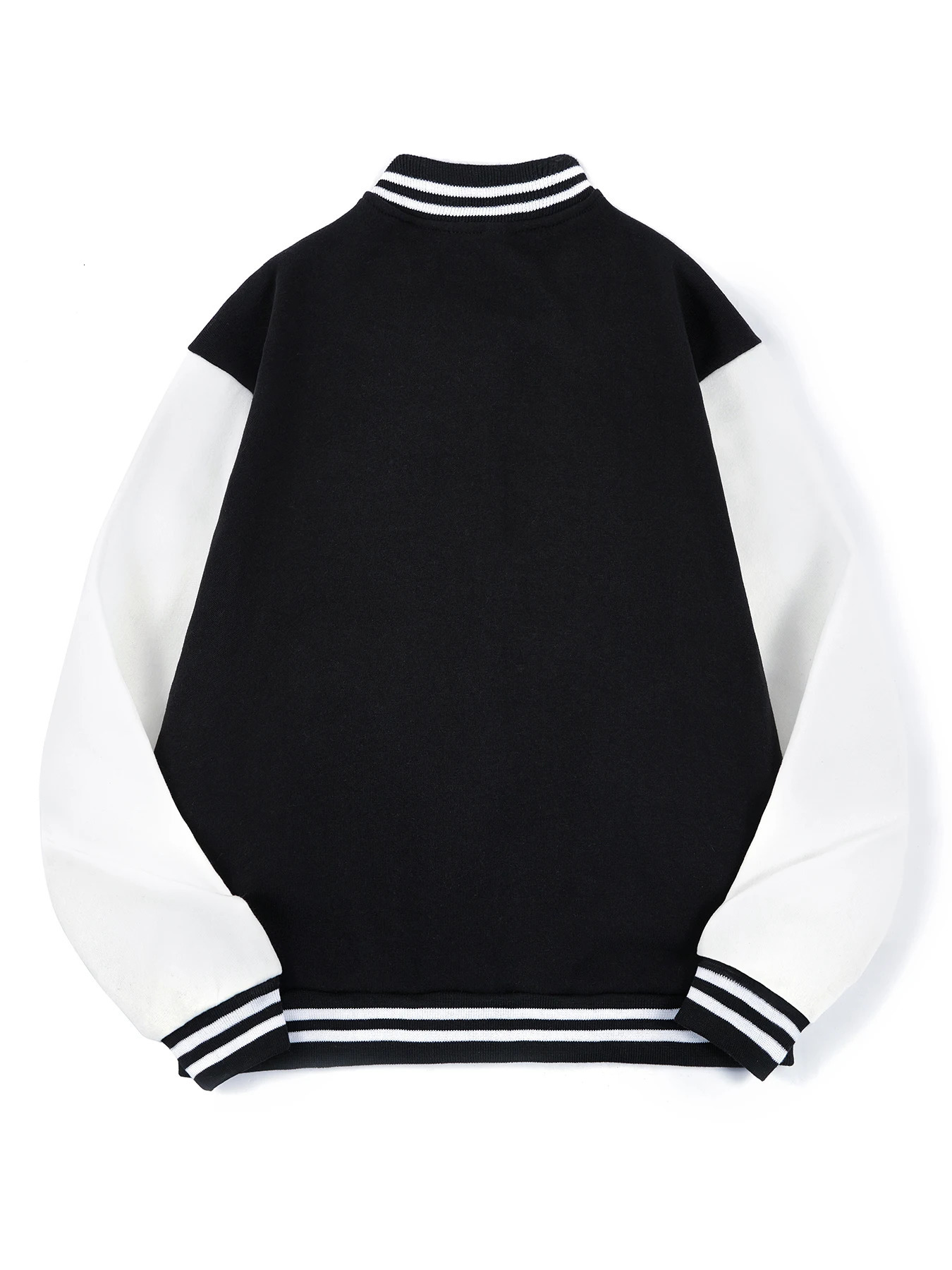 Black college letter printed jacket womens winter wool baseball uniform hiphop street casual warm and soft clothing 250409