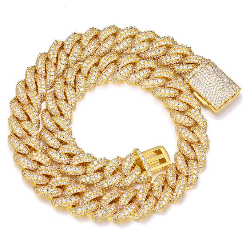 Silver Plated Mens Hip Hop High Quality 15mm 18mm Iced Out Cuban Chains Necklace for Men