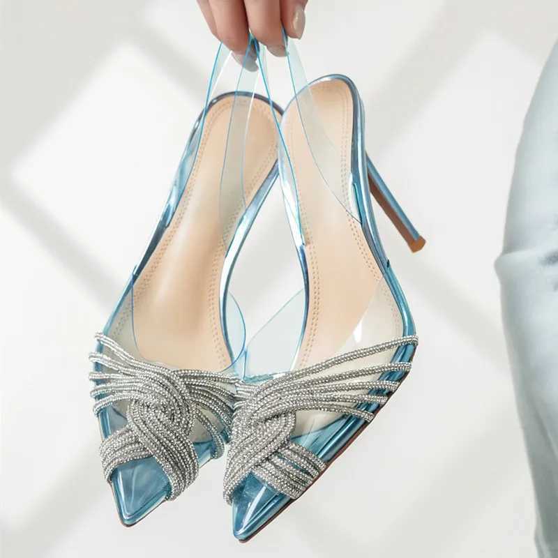 New Arrival Brand 10cm slim high heels womens sandals fashion transparent PVC rhinestone suspender gladiator sandals summer party promotion shoes T250