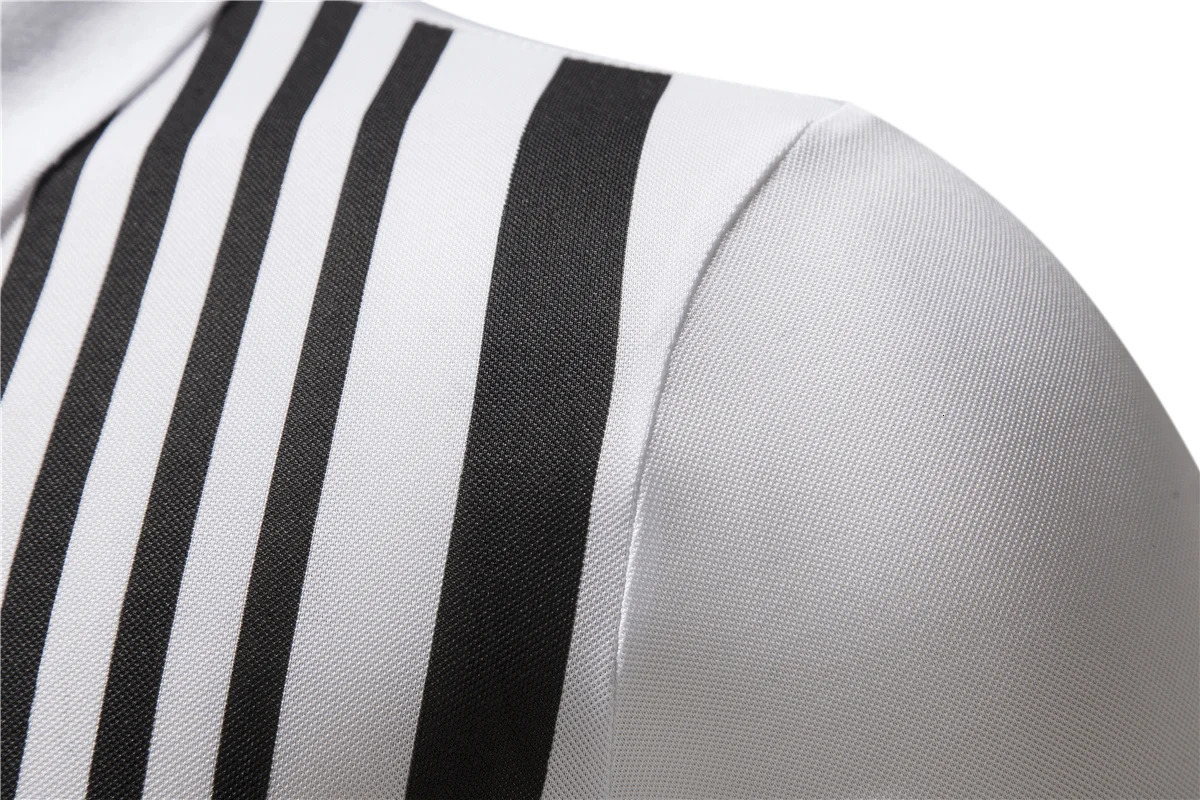 Summer Mens Polo Collar Stripe Fashion Tshirt Casual 250409