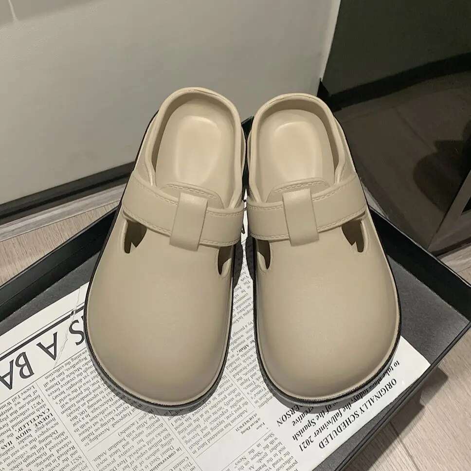 Simple Summer Wind Non-slip Sandals Women's Outdoor Wear Lazy One Stirrup Beach Slippers Breathable Soft
