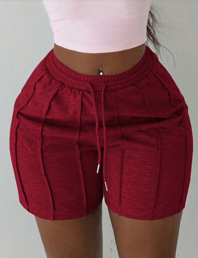 2025 New Designer Shorts Plus Size Clothing Women Summer New Item Solid Color Casual Drawstring Short