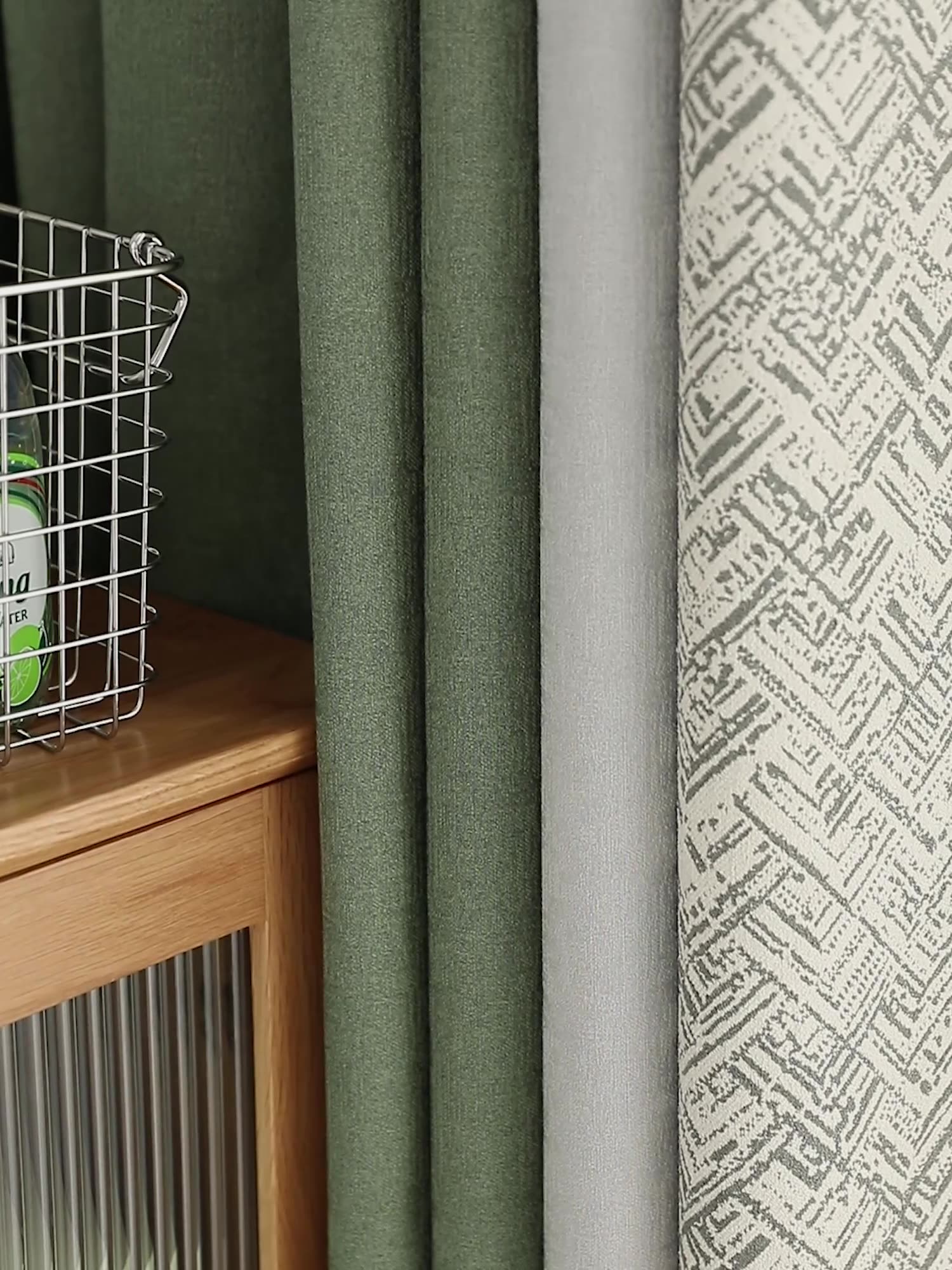 D325 wabi-sabi style cotton and linen curtain fabric high light-proof sun-proof sound-proof living room bedroom high-grade gray curtain finished produ