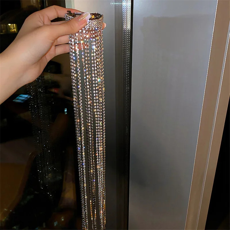 FYUAN Shine Full Rhinestone Hairpins for Women Bijoux Long Tassel Crystal Hair Accessories Wedding Banquet Jewelry 250409