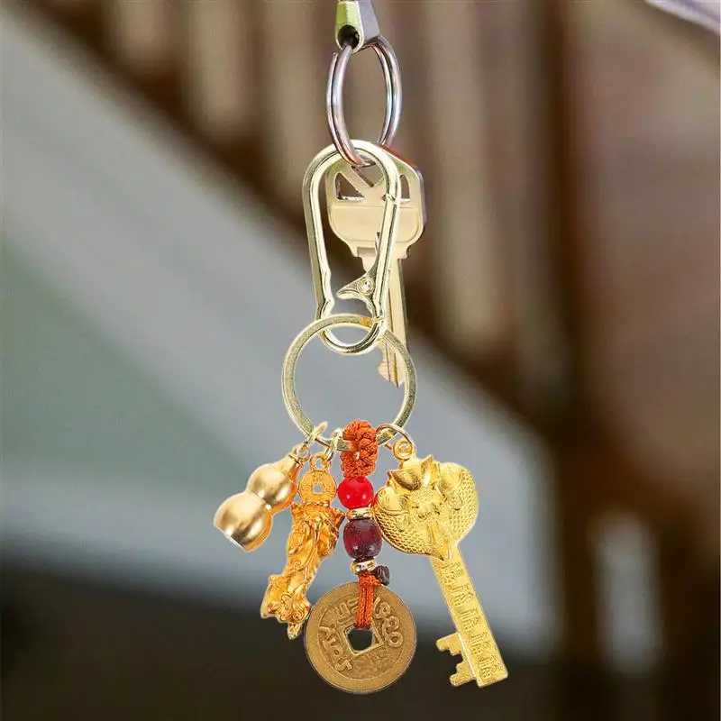 1 classic auspicious charm retro lucky keychain backpack keychain pendant wallet pendant decoration lucky cat keychainXJ250409