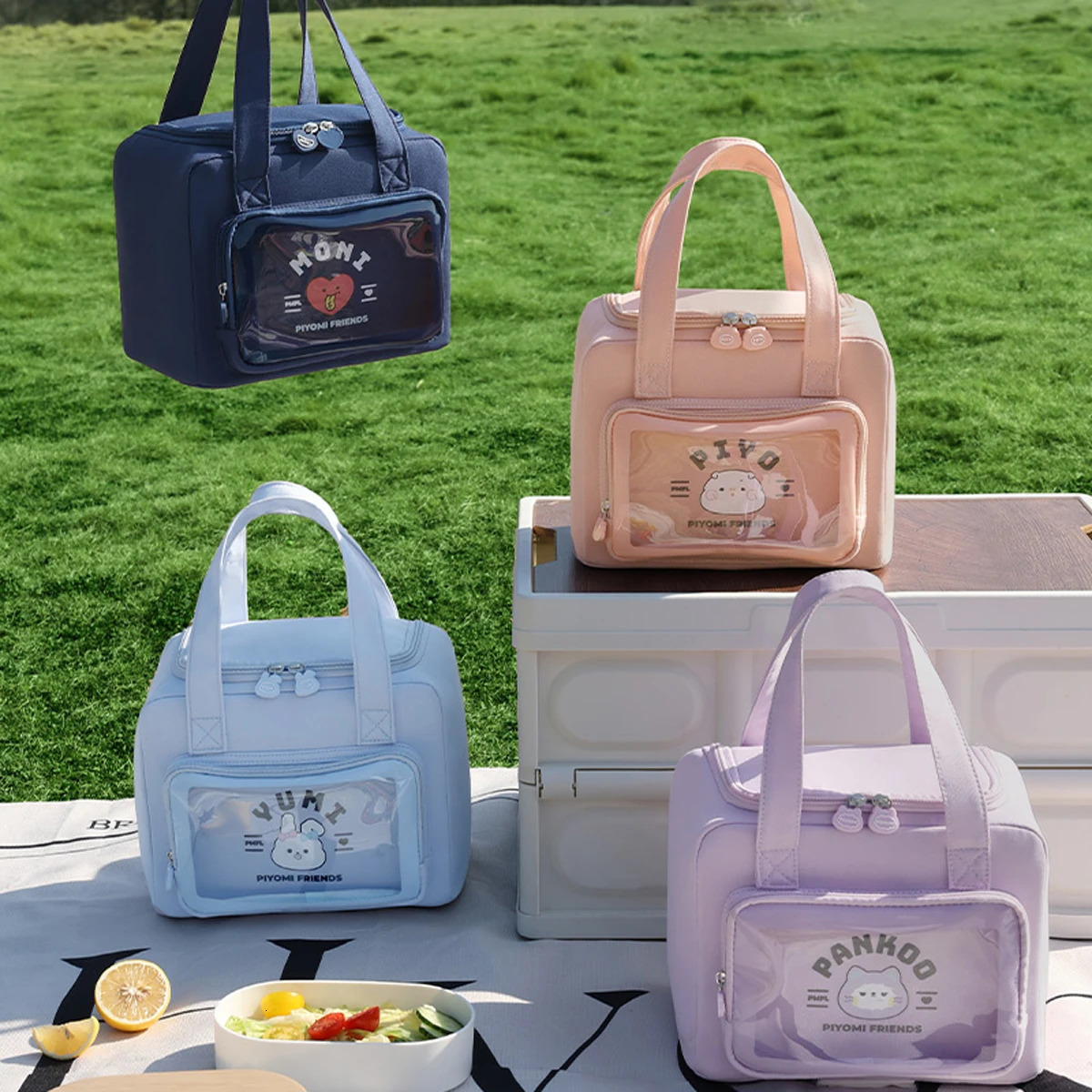 8L cartoon large capacity handbag lunch bag picnic insulated box student portable vacation beach 250408