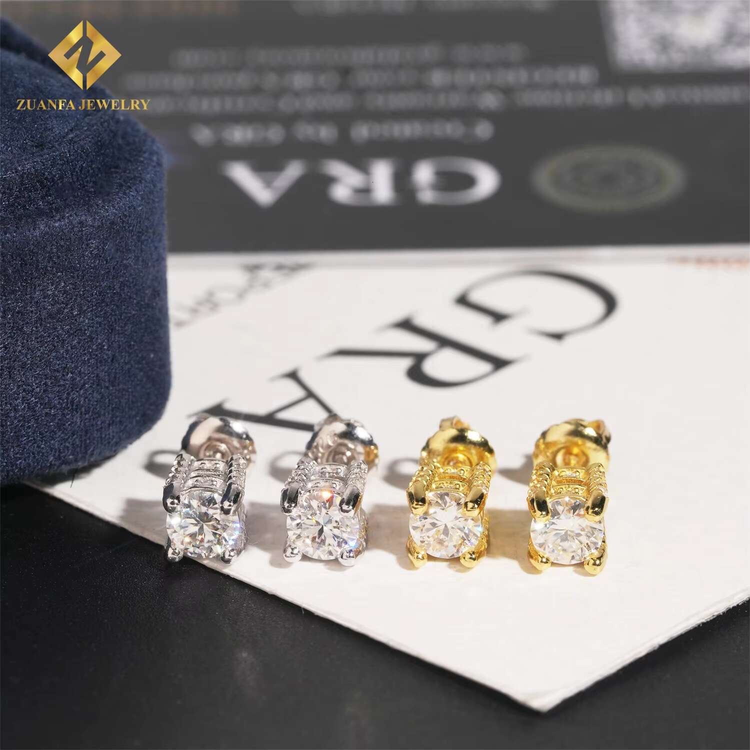 Pass Diamond Tester Ear Studs 5mm VVS Moissanite Diamond 4 Prong 925 Silver Screw Back Hip Hop Jewelry Iced Out Earrings