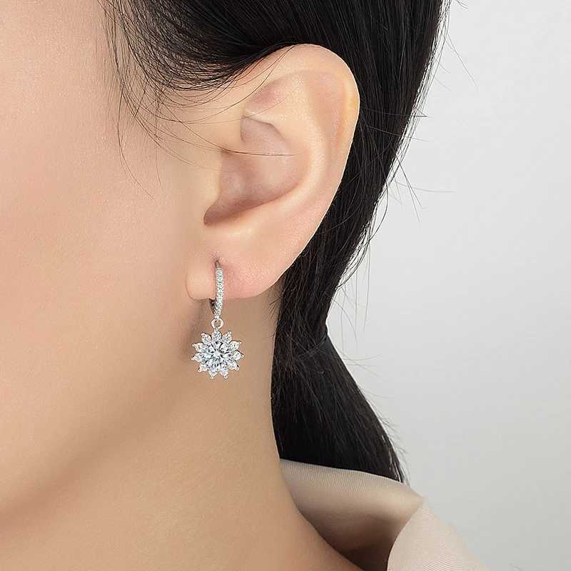 PERFANY 0.5/1CT Moissanite Earrings for Women S925 Pure Silver Sunflower Laboratory Diamonds Drop Earring Luxury Wedding Jewelry Z250408